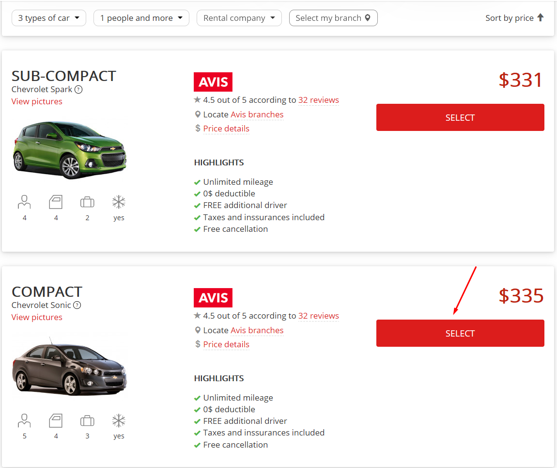 How do I use the car rental price comparison tool ? | Authentik Canada